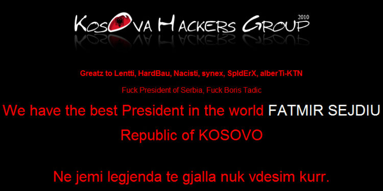 Hakerët kosovarë pushtojnë ueb-faqen e Tadicit