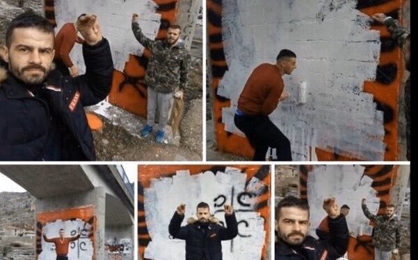 Vandalizëm – Zhgarravitet grafiti i Flamurit kuq e zi në Tërgaja
