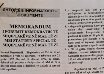 Memorandumi i 1992-shit mbetet referencë për statusin e shqiptarëve në Mal të Zi