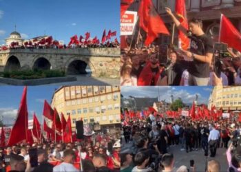 Protestë masive në Shkup për gjuhën shqipe, raportohen arrestime dhe bllokim i studentëve nga Tirana