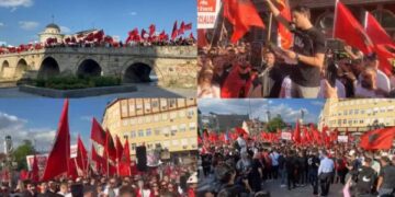 Protestë masive në Shkup për gjuhën shqipe, raportohen arrestime dhe bllokim i studentëve nga Tirana
