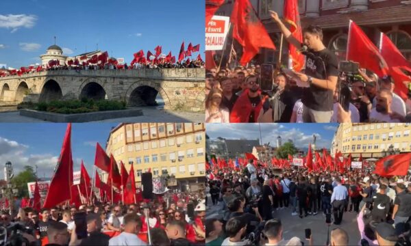 Protestë masive në Shkup për gjuhën shqipe, raportohen arrestime dhe bllokim i studentëve nga Tirana